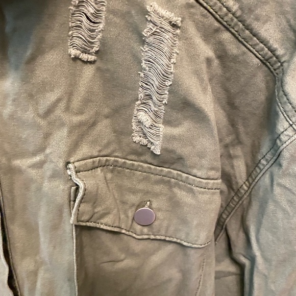 Army Style Distressed Olive Green Longline Lightweight Jacket 1X 2X 3X - Picture 6 of 12